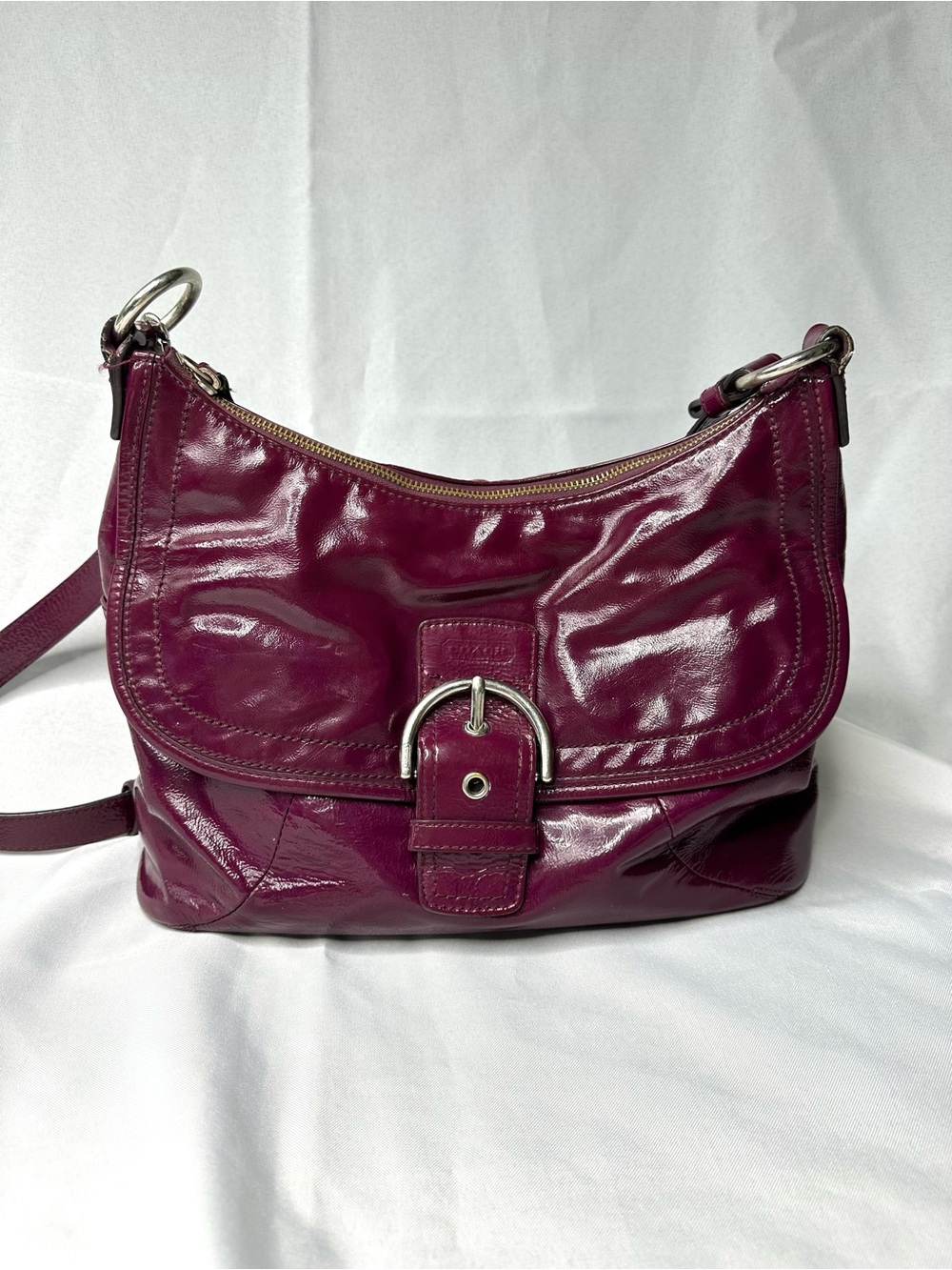 Coach Patent Leather Shoulder Bag in Plum